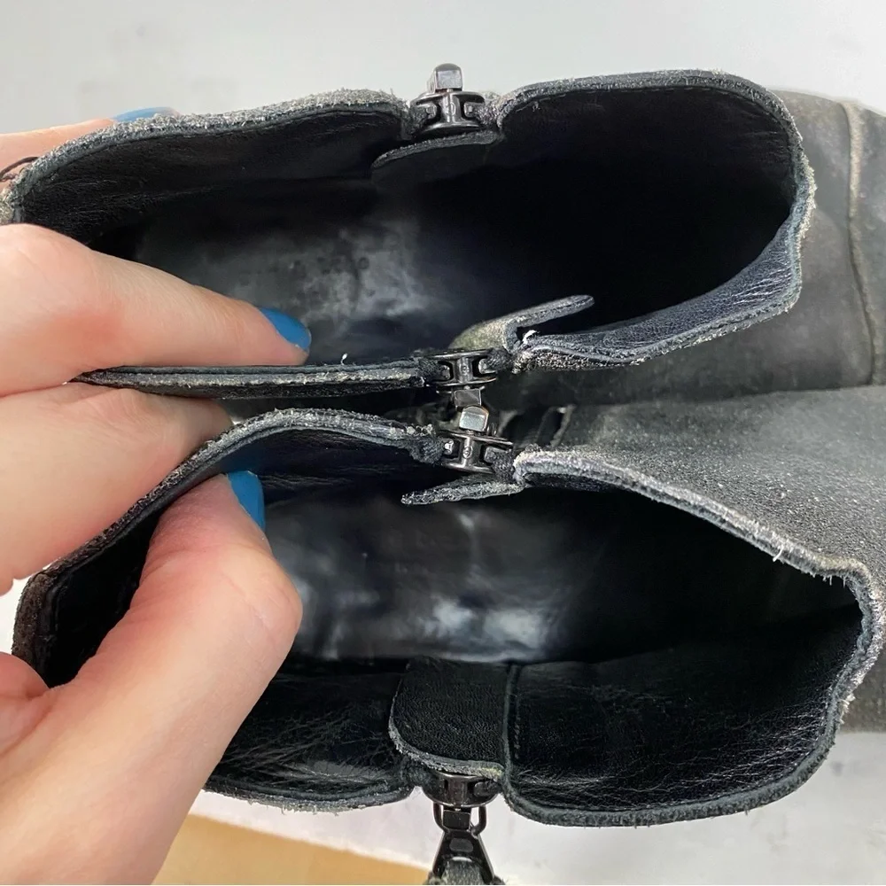 Rag & Bone Margot Ankle Boots Womens Size 9 Waxed Suede Gray Heeled Booties Grey
